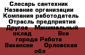 Слесарь-сантехник › Название организации ­ Компания-работодатель › Отрасль предприятия ­ Другое › Минимальный оклад ­ 15 000 - Все города Работа » Вакансии   . Орловская обл.